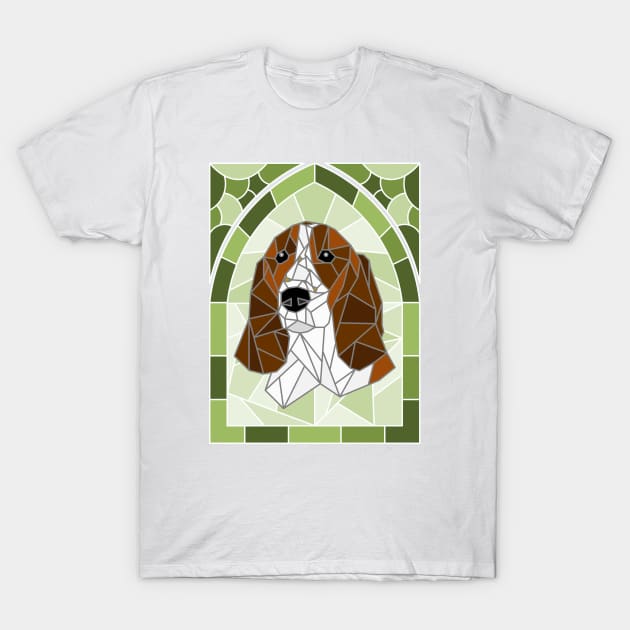 Stained Glass Basset Hound T-Shirt by inotyler